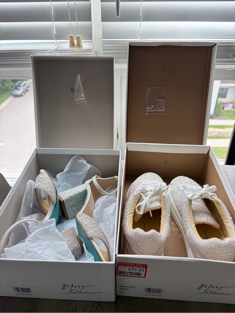 Wedding shoe set- matching heels and tennis shoes